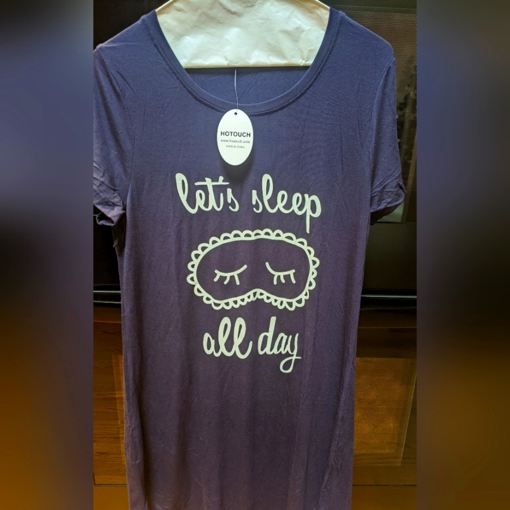 Brand new navy blue Night Let's sleep all day Night shirt